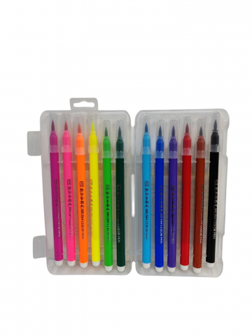 Set Carioci cu Vârf de Pensulă - Premium, 12 Culori/Set (Vânzare en-gros) [1]