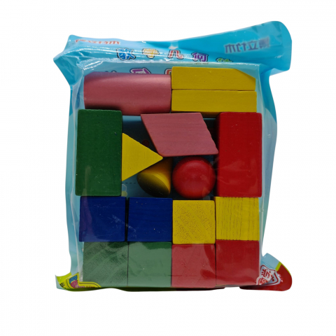 Jucarii constructii angro - Set Cuburi din Lemn - Diverse Forme și Culori - Vânzare Engros