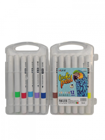 Creioane colorate si carioci angro - Set Markere Acrilice Premium - 12 Culori/Set (Vânzare en-gros)