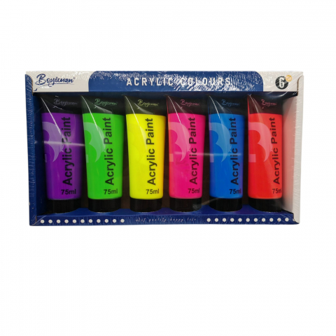 Articole arta si creativitate angro - Set Vopsea Acrilică Boyixuan – Cod NC 325 – 6 Culori x 75 ml – Vânzare Engros