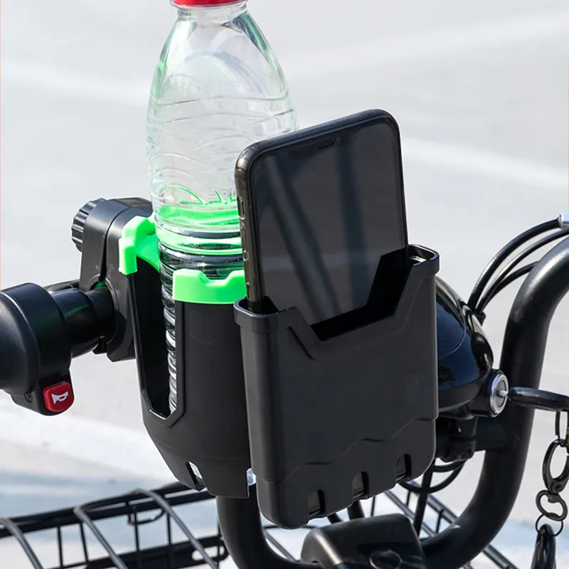 Accesorii Biciclete - Suport 2-IN-1 pentru telefon si sticla de apa, montaj pe motocicleta, bicicleta, scuter, trotineta, carucior bebelus