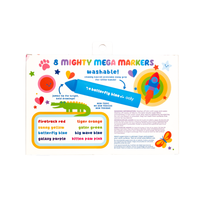 Carioci lavabile cu varf triunghiular, Mighty Mega, set 8 culori - Ooly - BazaRapid.ro [7]