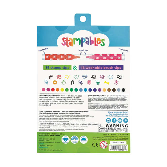 Carioci lavabile duble cu stampile Stampables- Set de 18 - Ooly - BazaRapid.ro [3]
