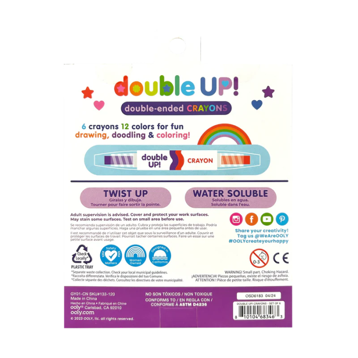 Creioane cerate duble, set de 6, Double up! , 12 culori - Ooly - BazaRapid.ro [9]