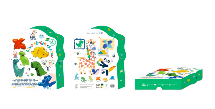 Creioane cerate pentru degete - Dinozauri, set de 6 - Haku Yoka - Avenir - BazaRapid.ro [3]