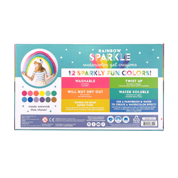 Creioane colorate cu gel acuarela cu sclipici Rainbow Sparkle Metallic - Set de 12 - Ooly - BazaRapid.ro [8]