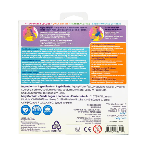 Creioane colorate pentru par Hair Doodlers - set de 6 - Ooly - BazaRapid.ro [2]