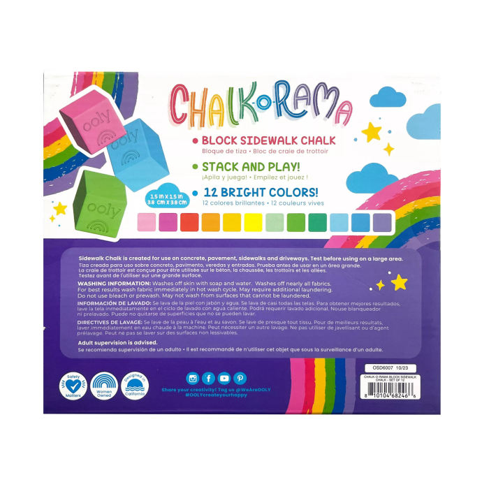 Creta lavabila Chalk-O-Rama, set de 12 cuburi, perfecta pentru desen pe asfalt - Ooly - BazaRapid.ro [8]