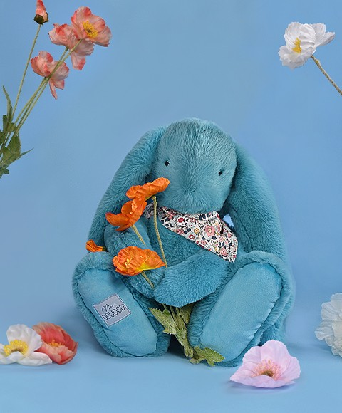 Iepuras Doudou - jucarie de plus, 35 cm, turcoaz - Doudou et Compagnie - BazaRapid.ro [2]