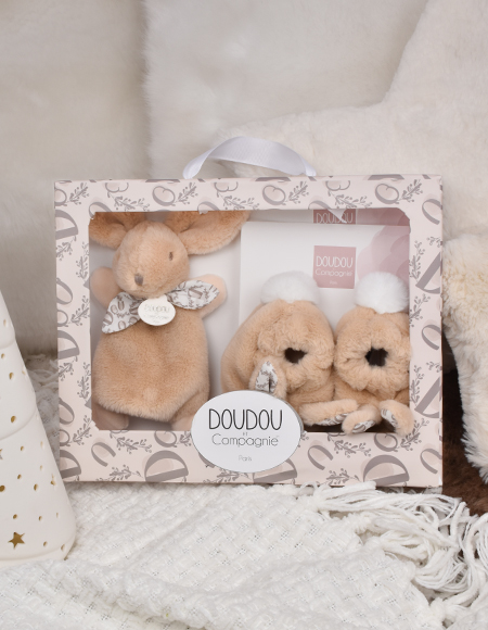 Iepuras Doudou - Set Botosei E i Jucarie de PluE , Bej - Doudou et Compagnie - BazaRapid.ro [4]
