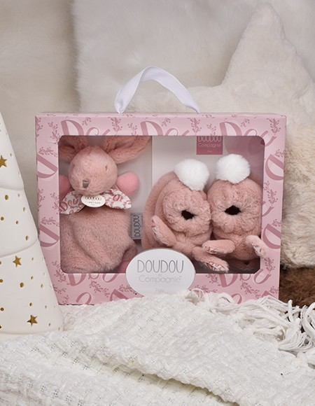 Iepuras Doudou - Set Botosei E i Jucarie de PluE , Roz - Doudou et Compagnie - BazaRapid.ro [4]