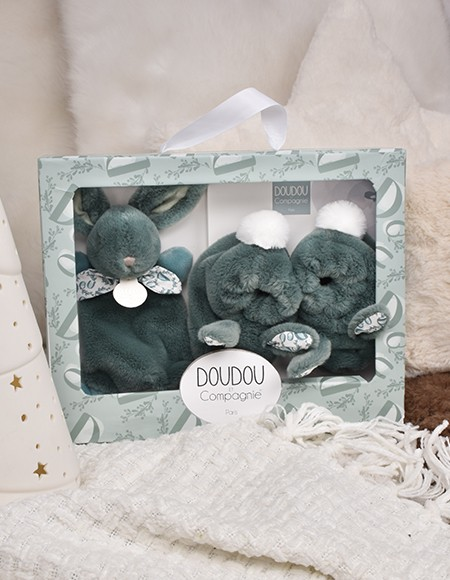 Iepuras Doudou - Set Botosei E i Jucarie de PluE , verde - Doudou et Compagnie - BazaRapid.ro [4]