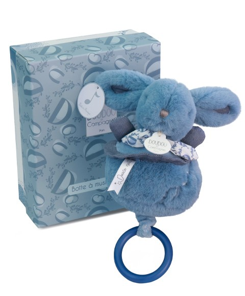 Iepuras muzical Doudou , albastru, 20 cm - Doudou et Compagnie - BazaRapid.ro [5]