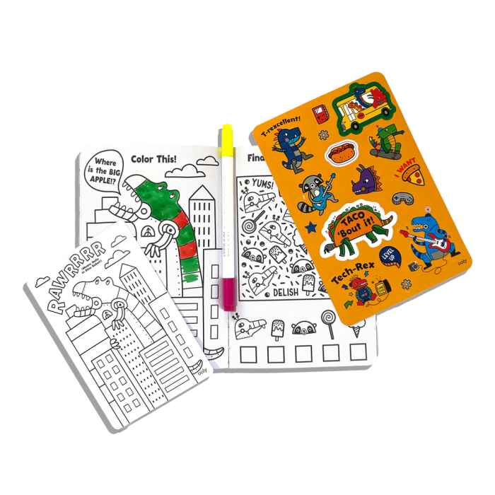 Kit portabil de activitati si colorat - Dinozauri Roboti - Let s Go! Robo Dinos - Ooly - BazaRapid.ro [4]