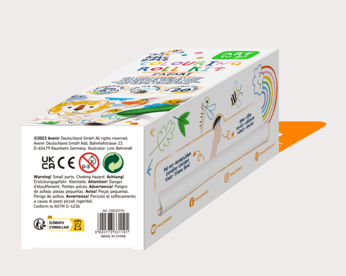 Kit rola de desenat - 2 m, include stickere si 4 creioane colorate cerate, Safari - Haku Yoka - Avenir - BazaRapid.ro [4]