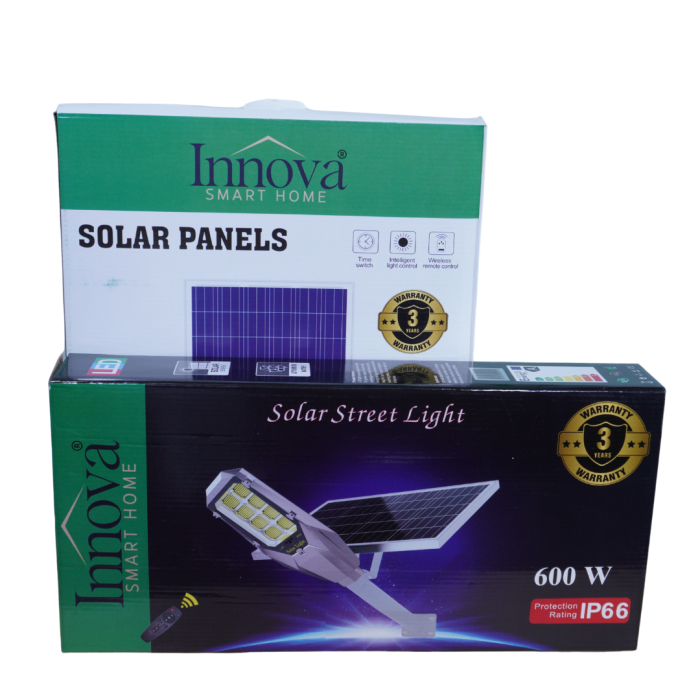 Lampa solara Aurum by Innova 600W cu panou solar, senzor, IP66, telecomanda [9]