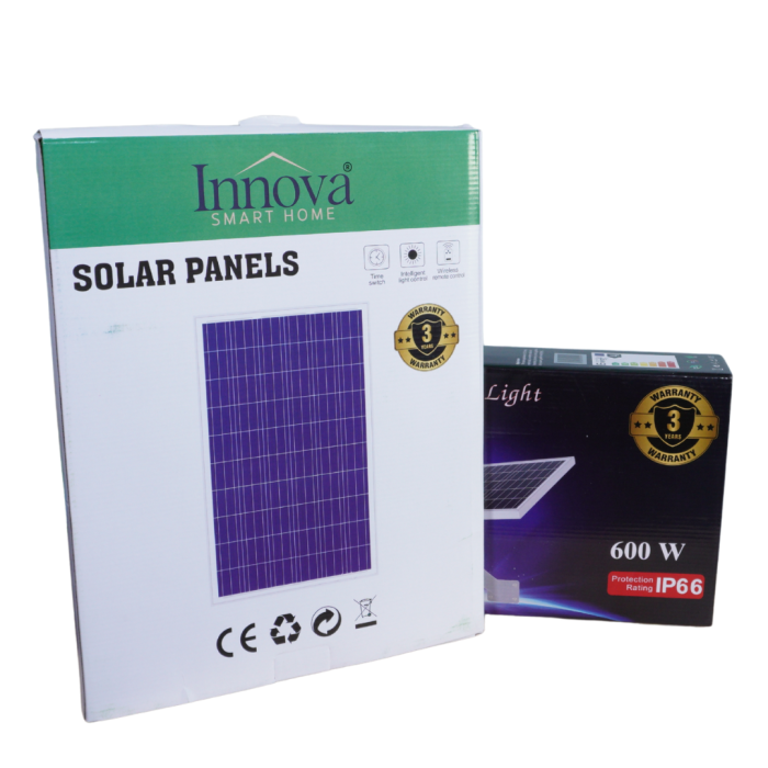 Lampa solara Aurum by Innova 600W cu panou solar, senzor, IP66, telecomanda [8]