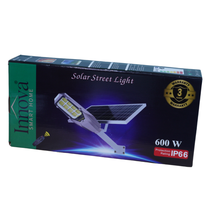 Lampa solara Aurum by Innova 600W cu panou solar, senzor, IP66, telecomanda [7]