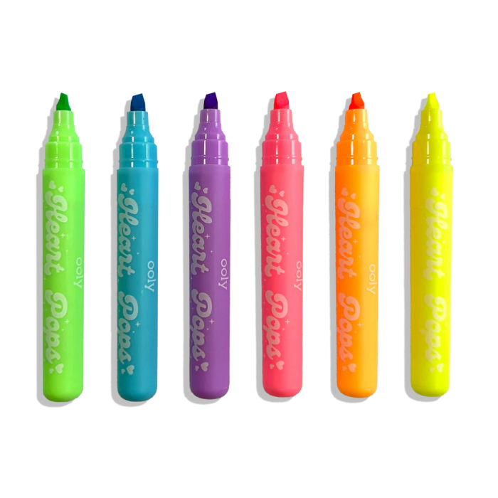 Markere - set 6 culori neon - Inimioare, Heart Pops - Ooly - BazaRapid.ro [3]