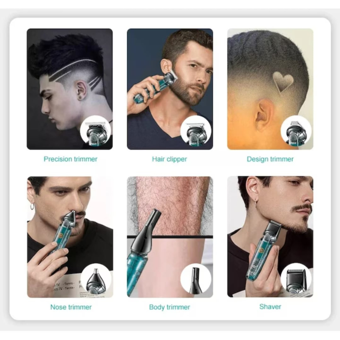 Mașină de Tuns Transparentă cu 6 Capete, IPX6, LED, 180 min [4]