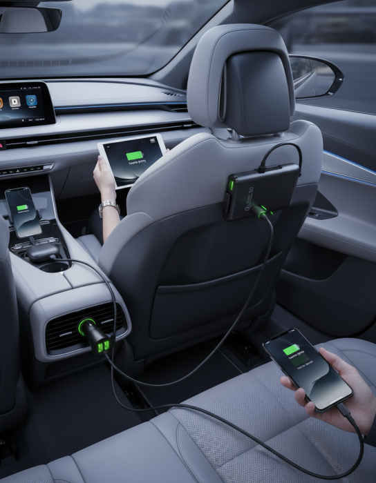 Pachet 1+1 Incarcator auto, 4 in 1, 12v/24 USB QC3.0, 40W, cablu de 1,7 m [4]