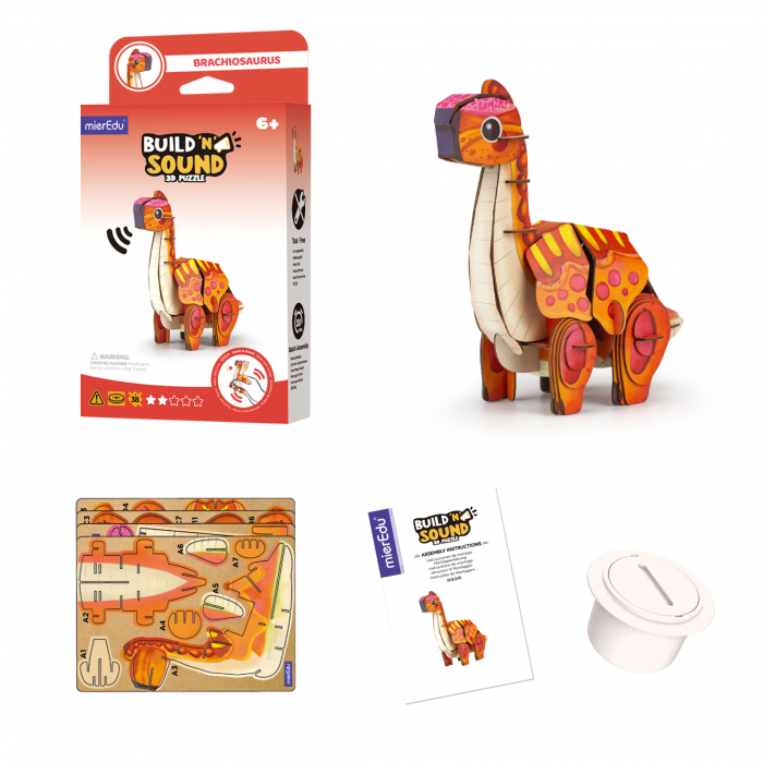 Puzzle 3D cu sunete - Brachiosaurus, Build n Sound - mierEdu - BazaRapid.ro [8]