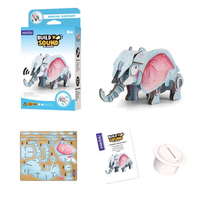 Puzzle 3D cu sunete - Elefant african, Build n Sound - mierEdu - BazaRapid.ro [4]