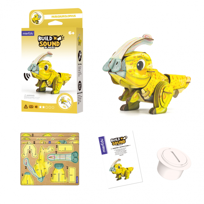 Puzzle 3D cu sunete - Parasaurolophus, Build n Sound - mierEdu - BazaRapid.ro [3]