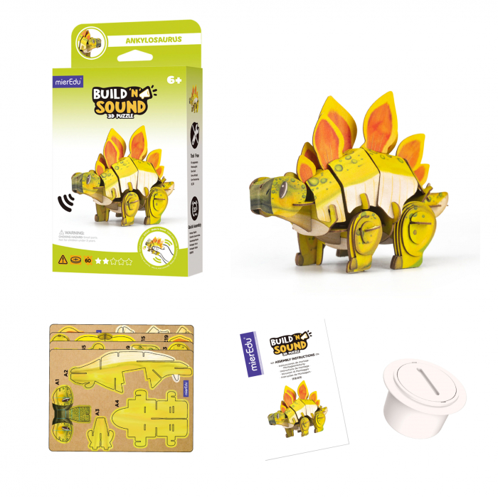 Puzzle 3D cu sunete - Stegosaurus, Build n Sound - mierEdu - BazaRapid.ro [2]