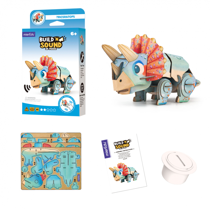 Puzzle 3D cu sunete - Triceratops, Build n Sound - mierEdu - BazaRapid.ro [2]