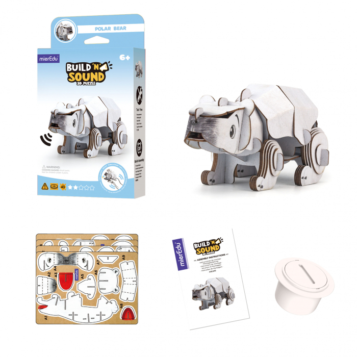 Puzzle 3D cu sunete - Urs polar, Build n Sound - mierEdu - BazaRapid.ro [4]
