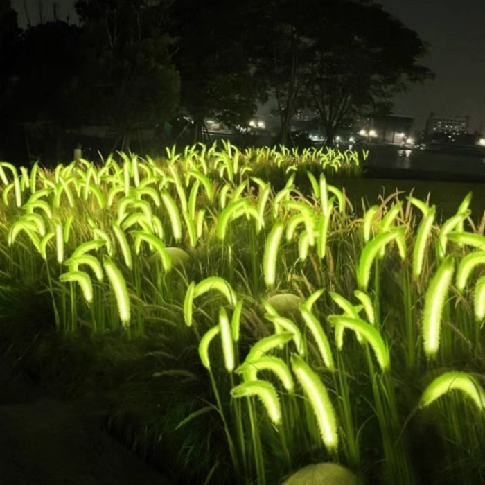 Set 2 lampi solare iarba ornamentala verde 80cm LED lumina calda IP66 [3]