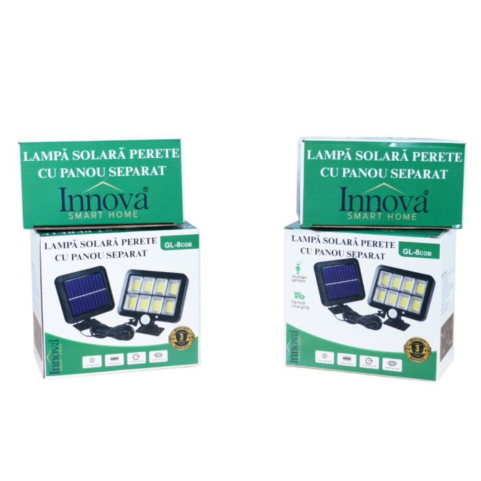 Set 4 Lămpi Solare Innova, 160 LED, Senzor, IP66 + Telecomandă [9]