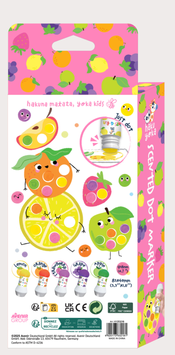 Set 5 carioci lavabile Dots4Fun - parfum de fructe, Haku Yoka - Avenir - BazaRapid.ro [2]