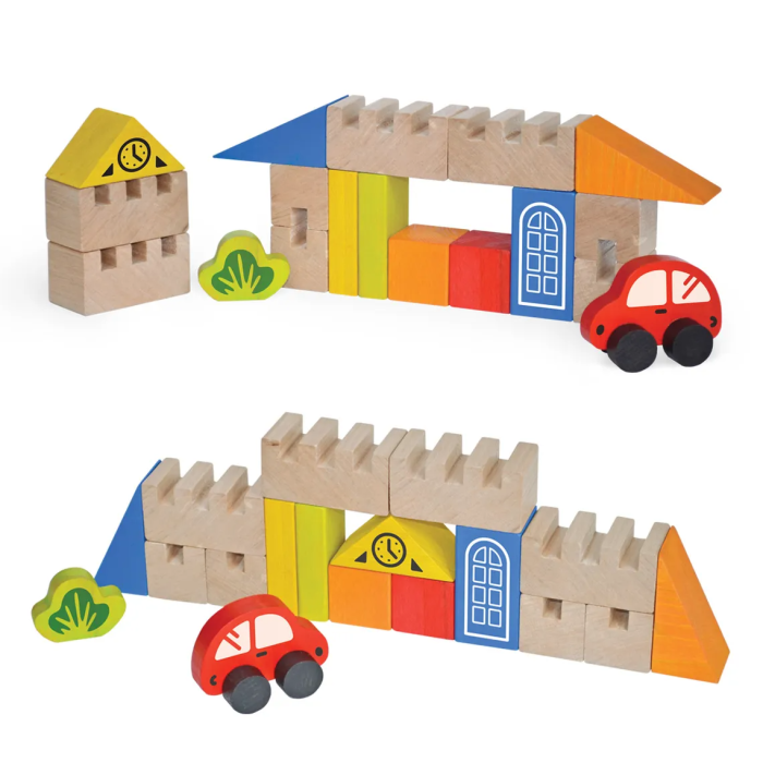 Set blocuri de constructie din lemn - Oras, 18 piese - Igroteco - BazaRapid.ro [4]