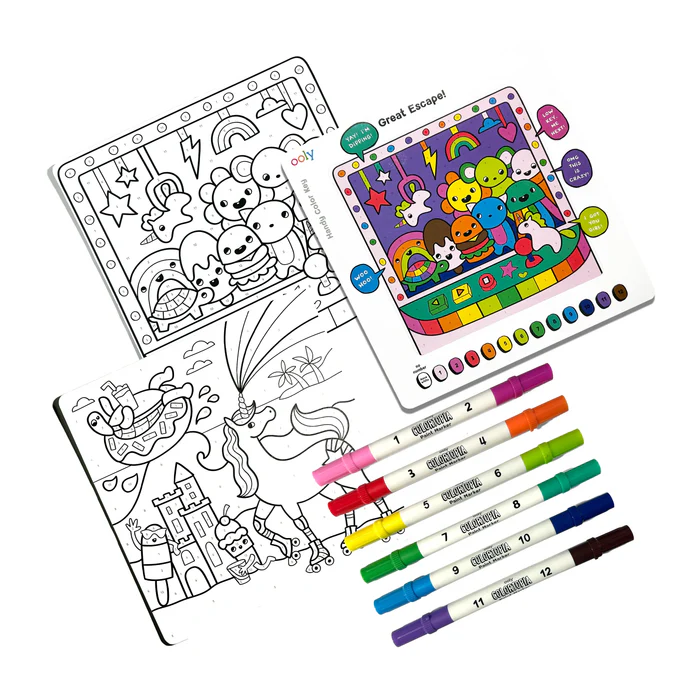 Set creativ de pictura dupa numere cu markere Colortopia - Taramul Unicornilor (Set de 6 culori duble) - Ooly - BazaRapid.ro [7]