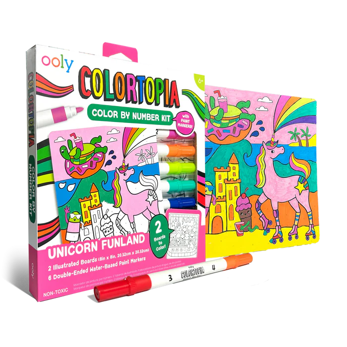 Set creativ de pictura dupa numere cu markere Colortopia - Taramul Unicornilor (Set de 6 culori duble) - Ooly - BazaRapid.ro [2]