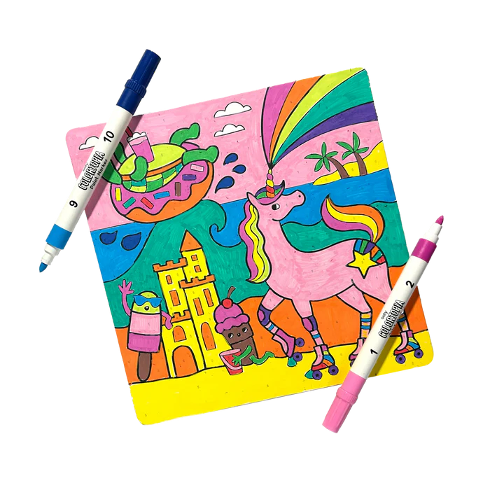 Set creativ de pictura dupa numere cu markere Colortopia - Taramul Unicornilor (Set de 6 culori duble) - Ooly - BazaRapid.ro [9]