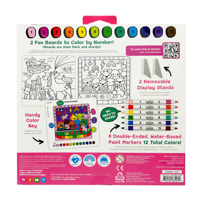 Set creativ de pictura dupa numere cu markere Colortopia - Taramul Unicornilor (Set de 6 culori duble) - Ooly - BazaRapid.ro [3]