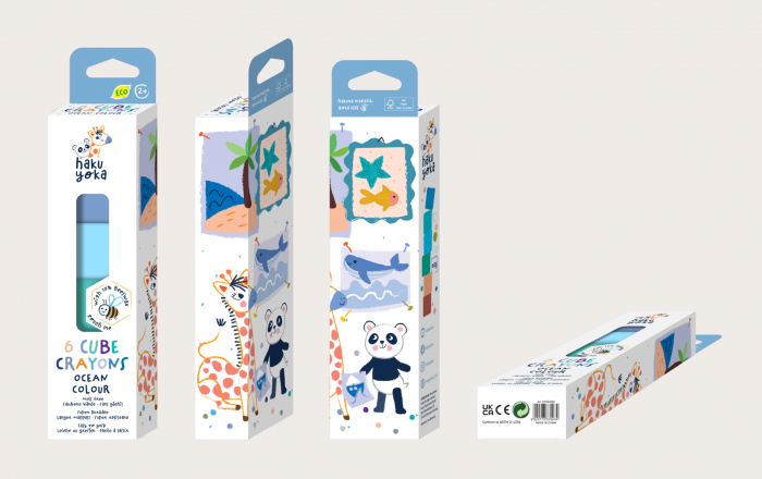 Set de 6 creioane cerate in forma de cub, Haku Yoka - culori ocean - Avenir - BazaRapid.ro [4]