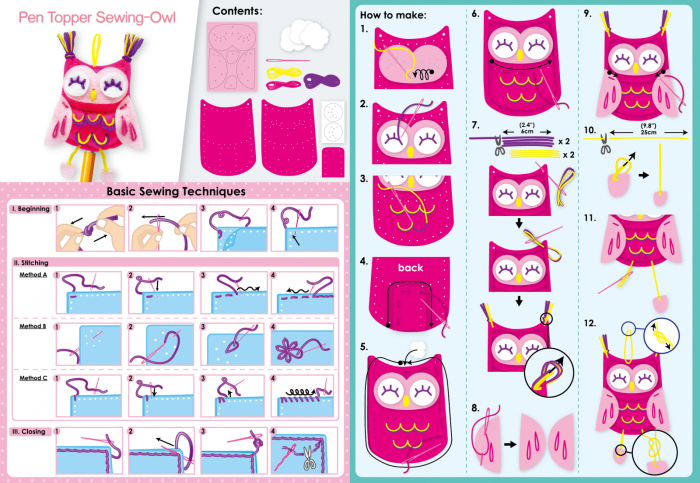 Set de cusut DIY - decoratiune topper pentru creion - Bufnita - Avenir - BazaRapid.ro [4]