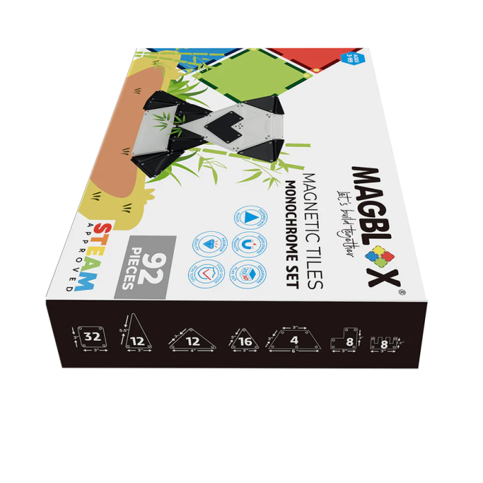 Set magnetic Magblox - 92 piese magnetice de constructie Monocrom AlbNegru - Magblox - BazaRapid.ro [6]