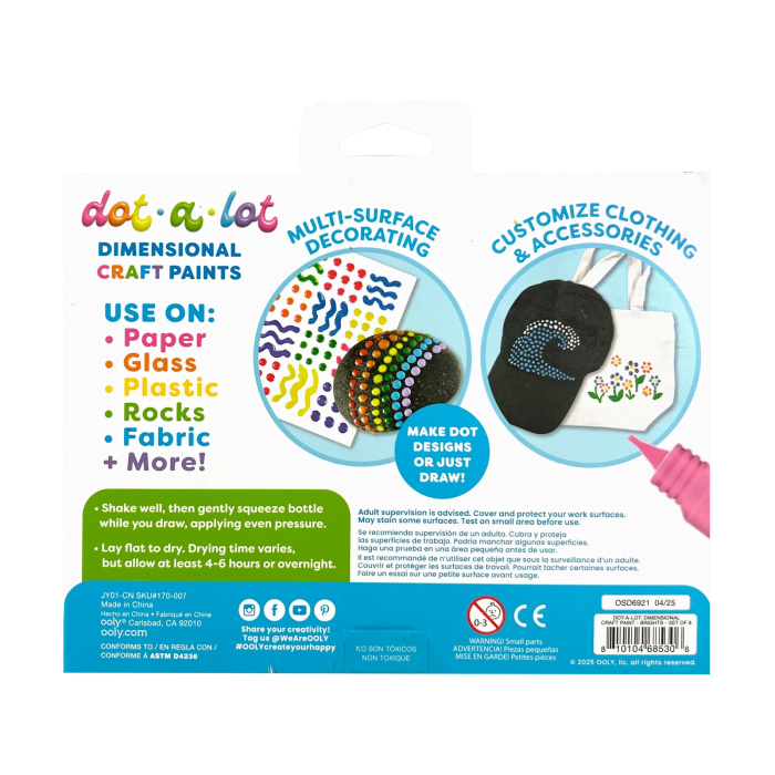 Vopsea 3D pentru tehnica punctului , Dot-a-Lot, set de 8 culori Brights - Ooly - BazaRapid.ro [7]