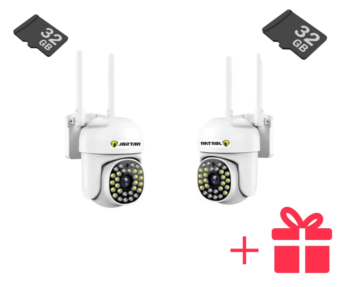 %%BLACK FRIDAY%% - Pachet 2 x Cameră de Supraveghere Jortan WiFi HD cu Viziune Infraroșu și Protecție Avansată IP66