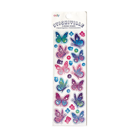 RECHIZITE CREATIVE - Abtibilduri holografice cu sclipici Stickiville Butterflies - Ooly - BazaRapid.ro