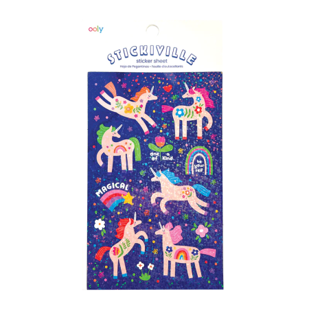 RECHIZITE CREATIVE - Abtibilduri holografice cu sclipici Stickiville Magical Unicorns - Ooly - BazaRapid.ro