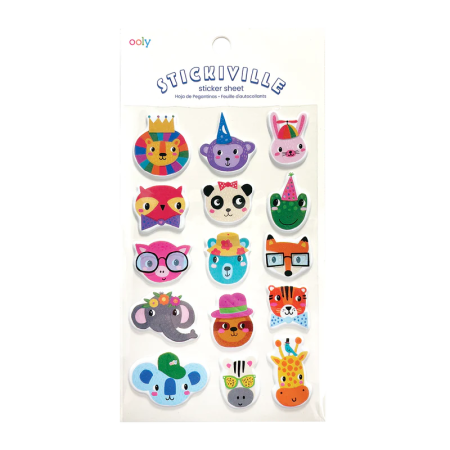 RECHIZITE CREATIVE - Abtibilduri pufoase Stickiville Party Animals - Ooly - BazaRapid.ro
