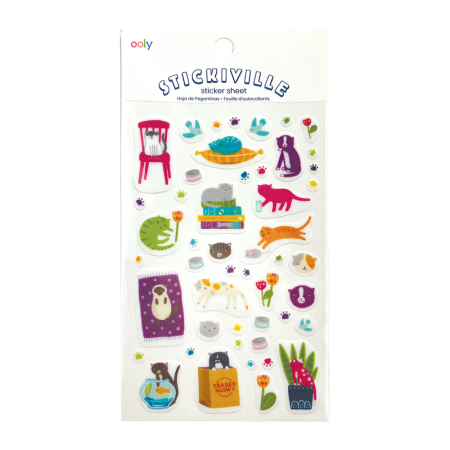 RECHIZITE CREATIVE - Abtibilduri vinil transparent Stickiville Quirky Cats - Ooly - BazaRapid.ro