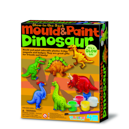 Arts Crafts - Atelier creativ Modeleaza si picteaza - Dinozaur care straluceste in intuneric - 4M - BazaRapid.ro