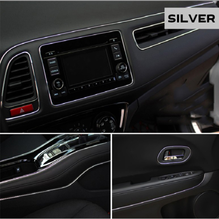 Auto - Moto - Banda decor interior crom TUNING, 5m, ARGINTIU